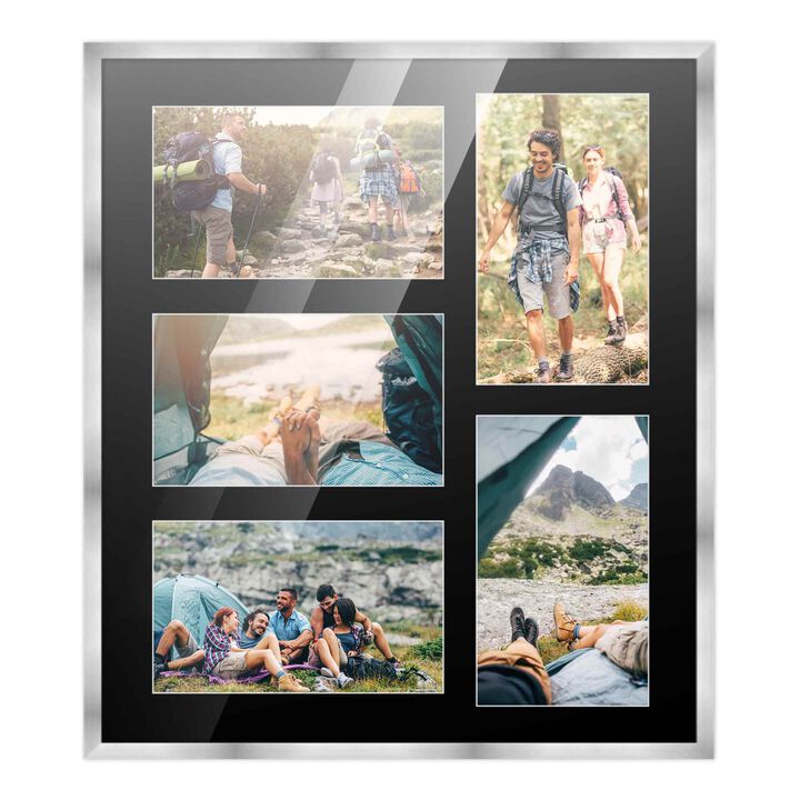 12x14 Wood Collage Frame with a Black Mat for 4x6 Pictures