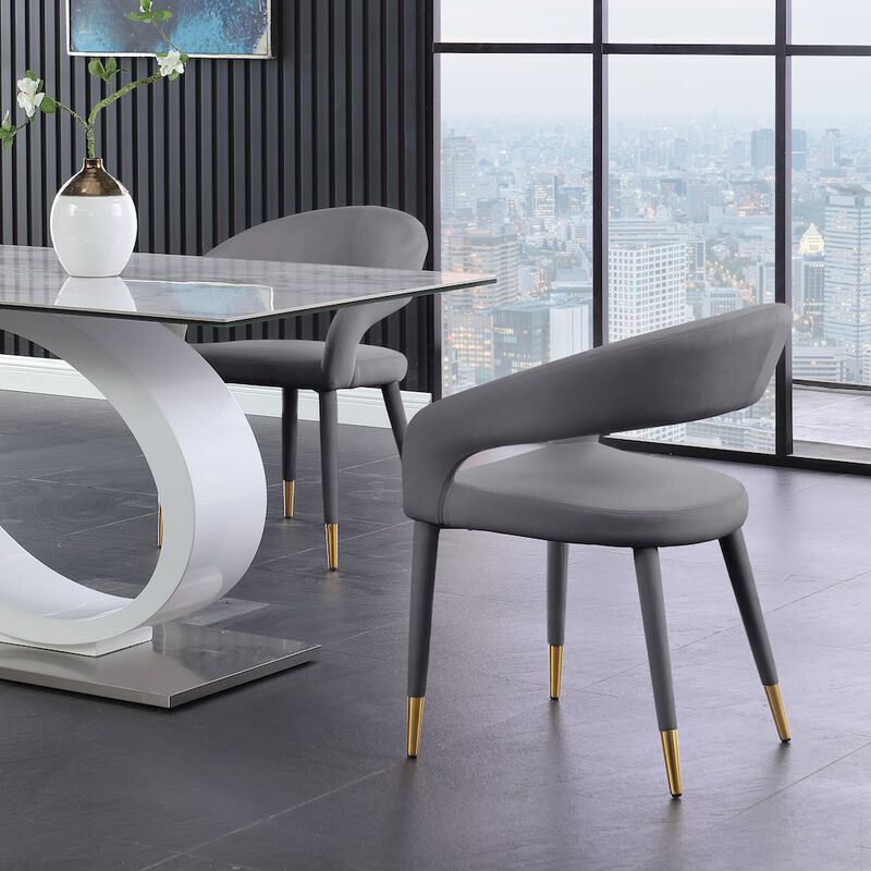 Meridian Furniture Destiny Grey Velvet Dining Chair