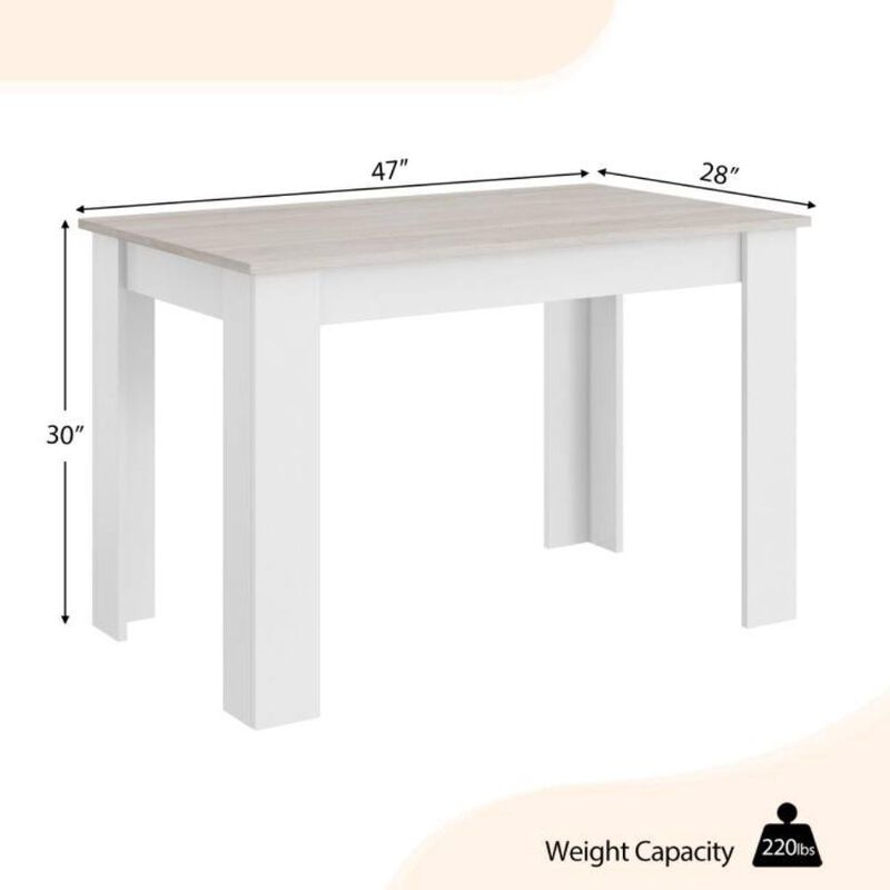 Hivvago 47-inch Kitchen Dining Table or Computer Desk in White Light Grey Wood Finish