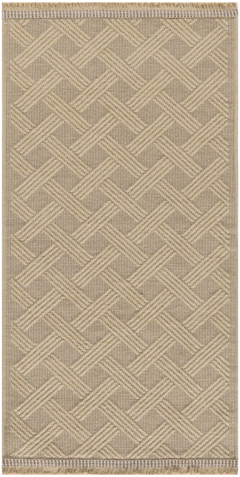 HomeRoots Geometric Flatweave Non Skid Area Rug With Fringe image number 0