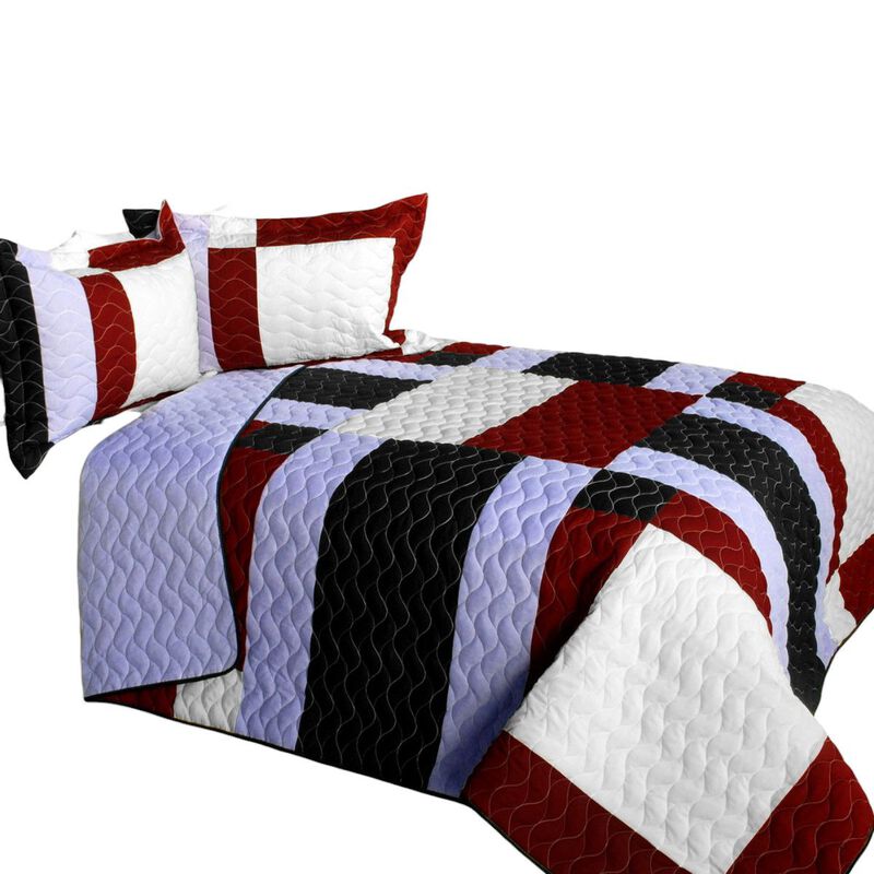 Queen Size 3-Piece Quilted Patchwork Quilt Set with Matching Pillow Shams image number 1