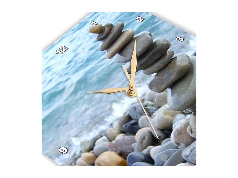 Zen Stone Tower Pebble Beach Peaceful Wall Clock 13 Inch Home Decor image number 3