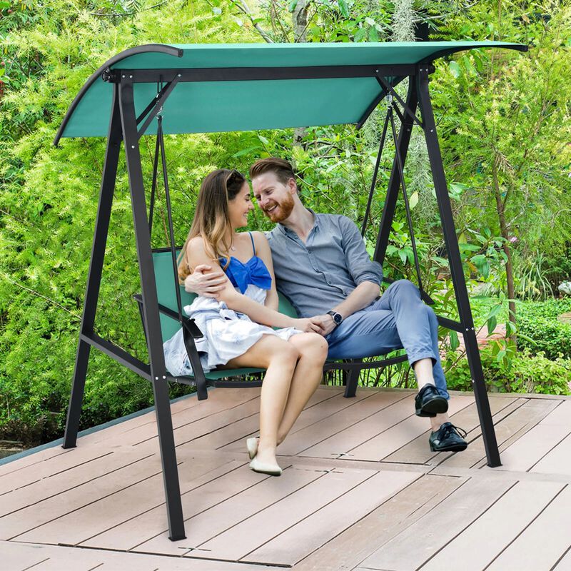 Mondawe 2 Person Patio Swing with Weather Resistant Glider and Adjustable Canopy