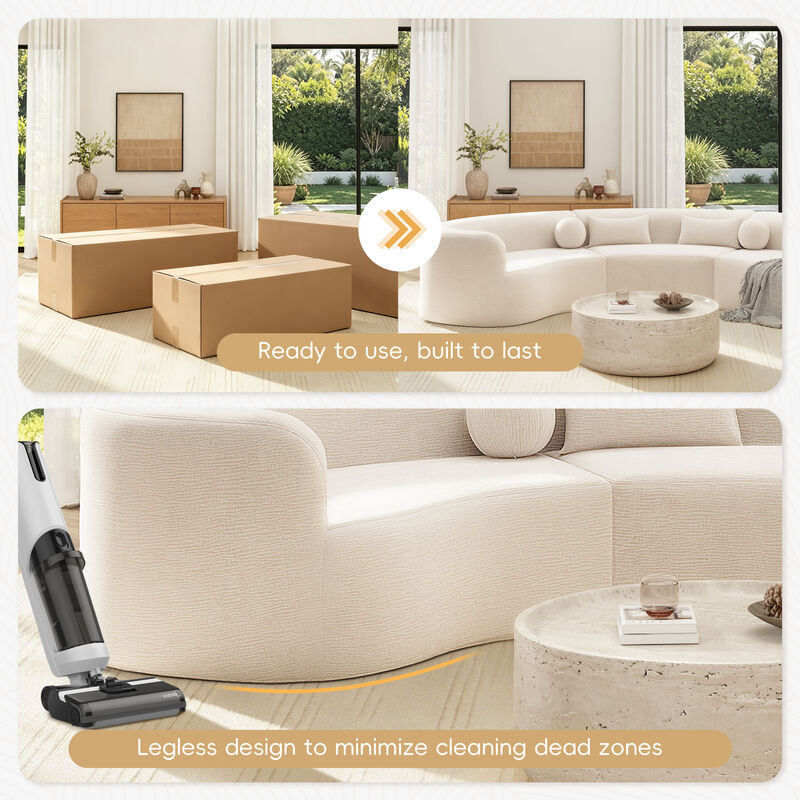 Merax Modular Sectional Sofa with Tool-Free Vacuum Compression, Chenille Fabric image number 6