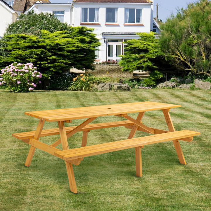Kofrif 8‑Person Solid Fir Wood Picnic Table