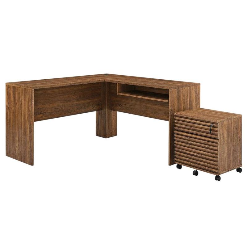 Wood Office Desk And File Cabinet Set With Modern Design And Durable Build image number 0