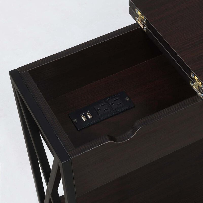 Convenience Concepts Tucson Flip Top End Table with Charging Station