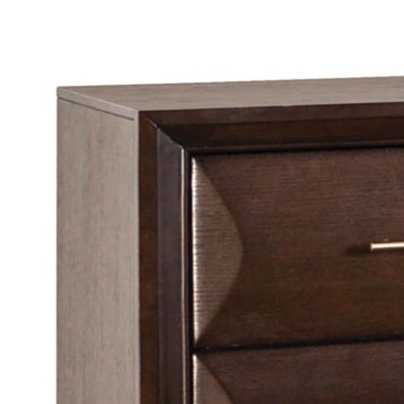 3pc King Bedroom Set, Espresso Brown, Gold Wood, 2 Nightstands image number 6
