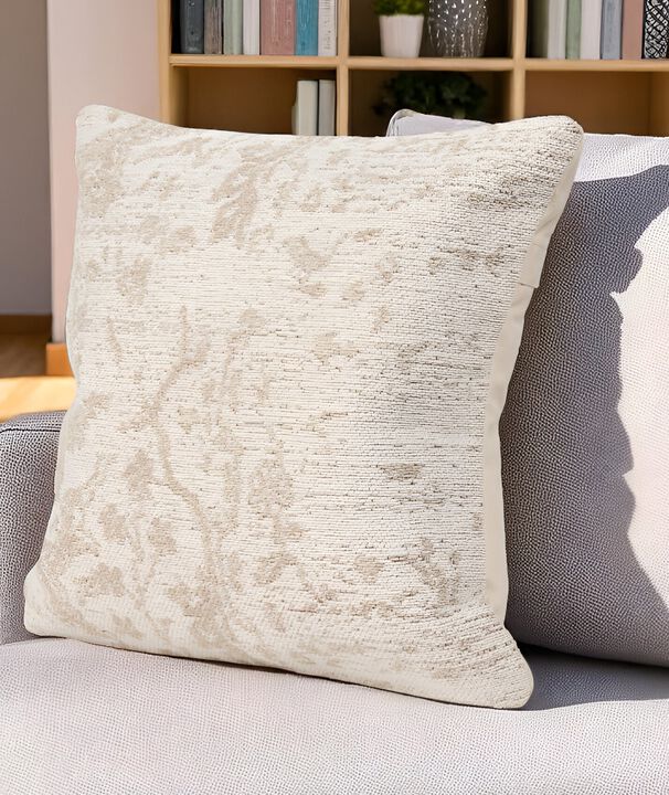 HomeRoots 20" Cream And Beige Abstract Cotton Throw Pillow Cover with Texture