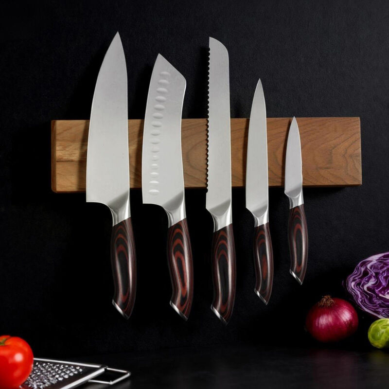 6 Piece Kitchen Knife Set with Magnetic Holder, High Carbon Stainless Steel Cutlery image number 1