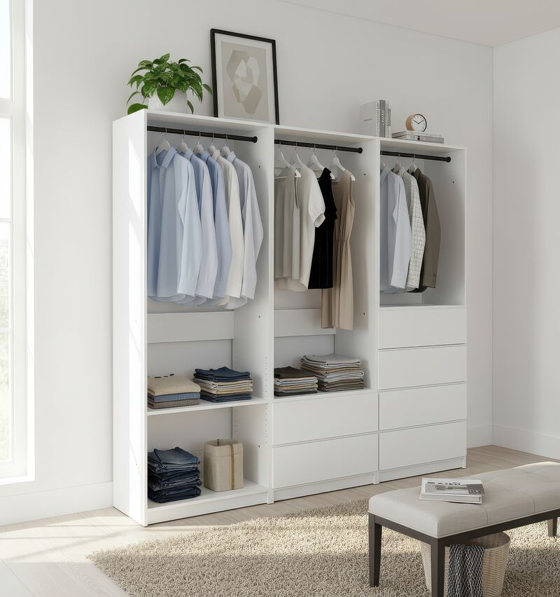 Prosper White Freestanding Walk in Wood Closet System