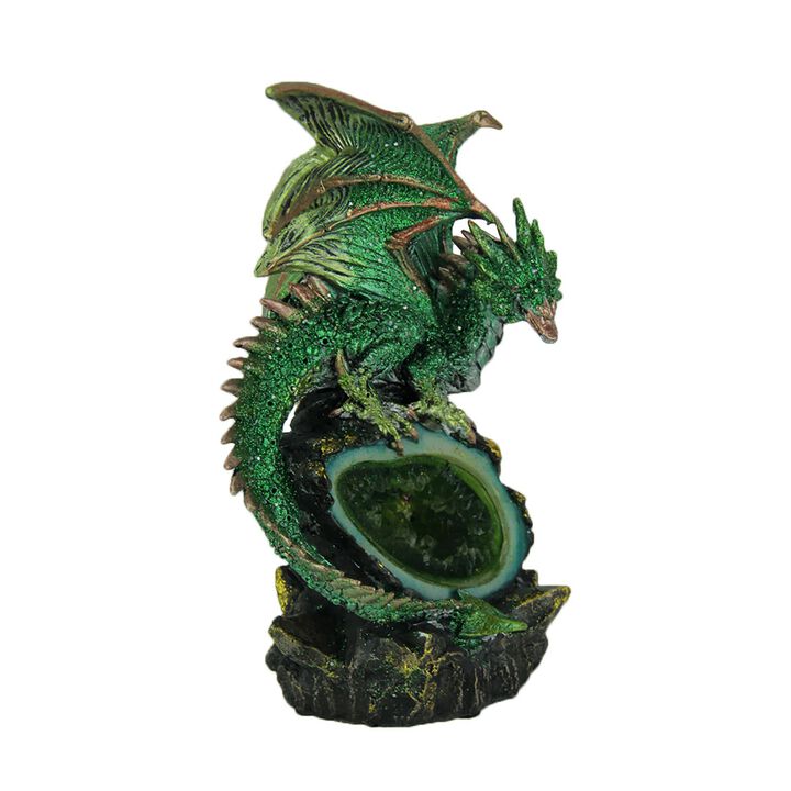 Glittery Green Wicked Dragon Color Changing LED Geode Statue