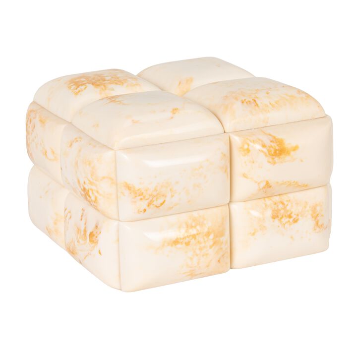 Marbled Resin Square Studded Decorative Storage Box with Lid