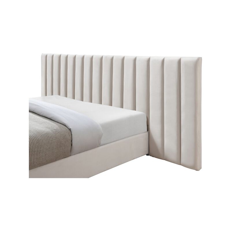 Meridian Furniture Pablo Cream Velvet Queen Bed