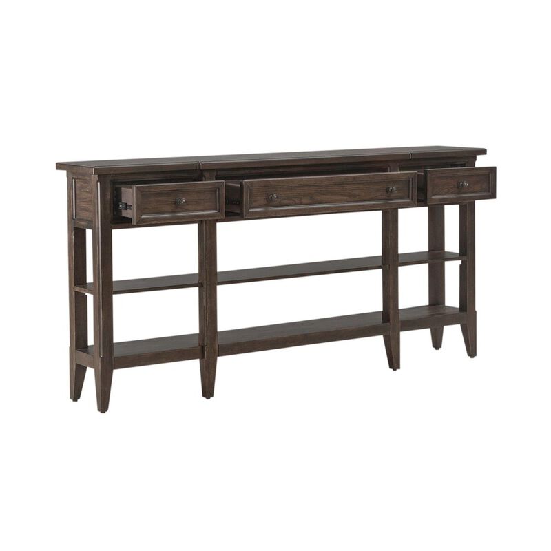 Liberty Furniture Paradise Valley Hall Console Table Traditional - Saddle Brown Oak Wood image number 6