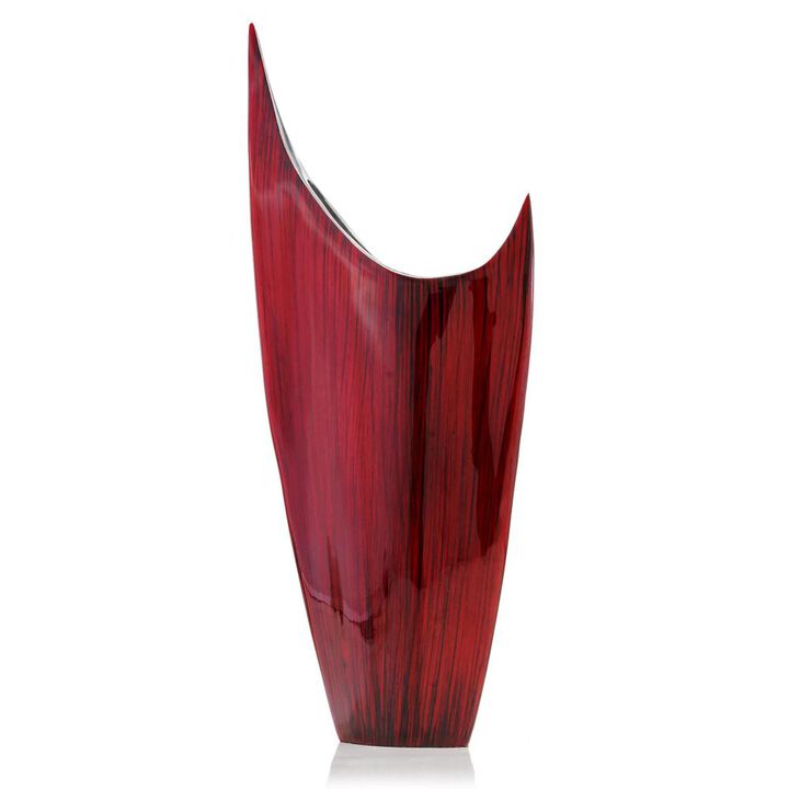 Hivvago 18 Inch Red Aluminum Pointy Table Vase