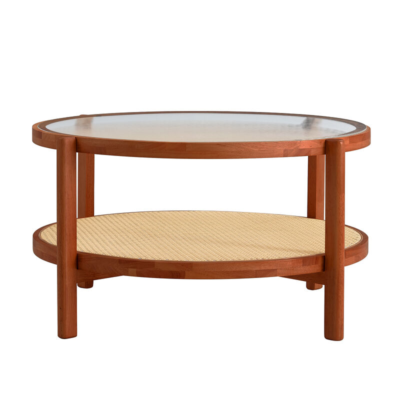 Cridcu Double Layer Solid Wood Coffee Table image number 0