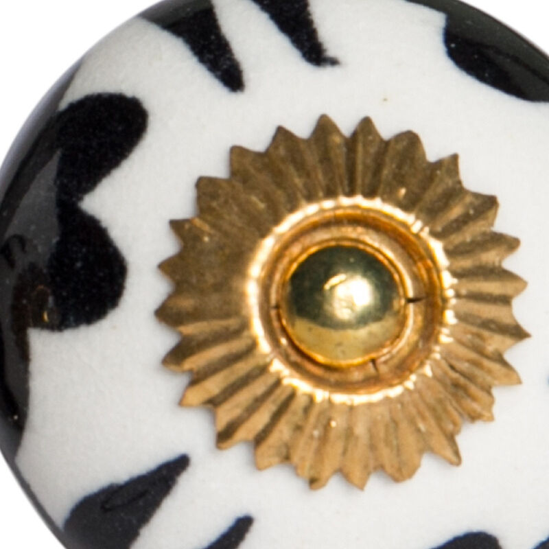 HomeRoots 1.5" X 1.5" X 1.5" White Black And Yellow  Knobs 12 Pack image number 3