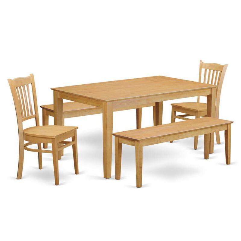 5 Pc Dining room set - Table for small spaces and 2 Kitchen Chairs also 2 benches