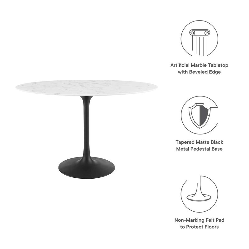Modway - Lippa 48" Oval Artificial Marble Dining Table Black White image number 5