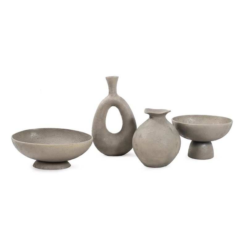 Howard Elliott Textured Blanton Taupe Round Bowl image number 5