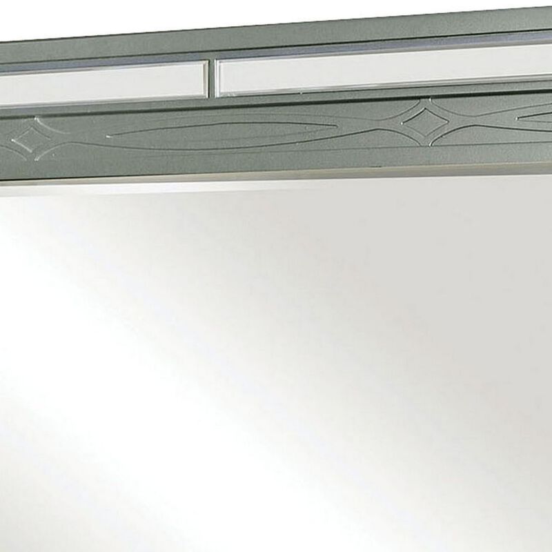 Mirror with LED and Mirrored Trim Accent, Silver-Benzara image number 2
