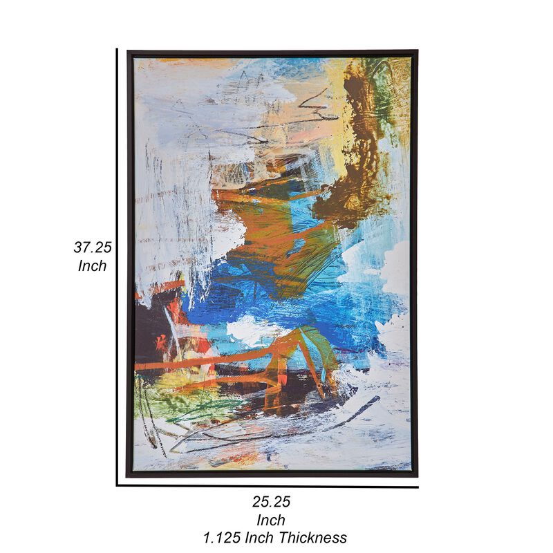 25 x 37 Handcrafted Wall Art Abstract Giclee, Black Frame, Multicolor image number 5