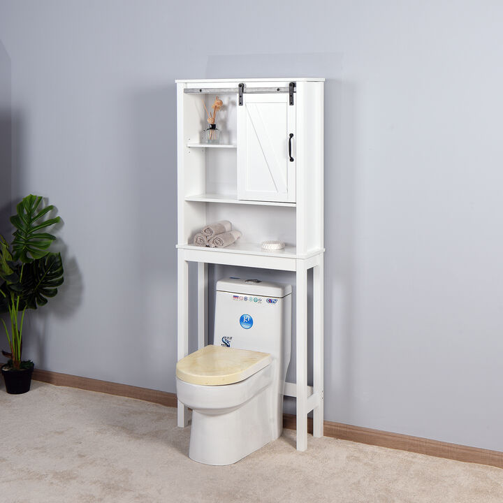 Hivvago OvertheToilet SpaceSaving Bathroom Storage Cabinet with Barn Door in