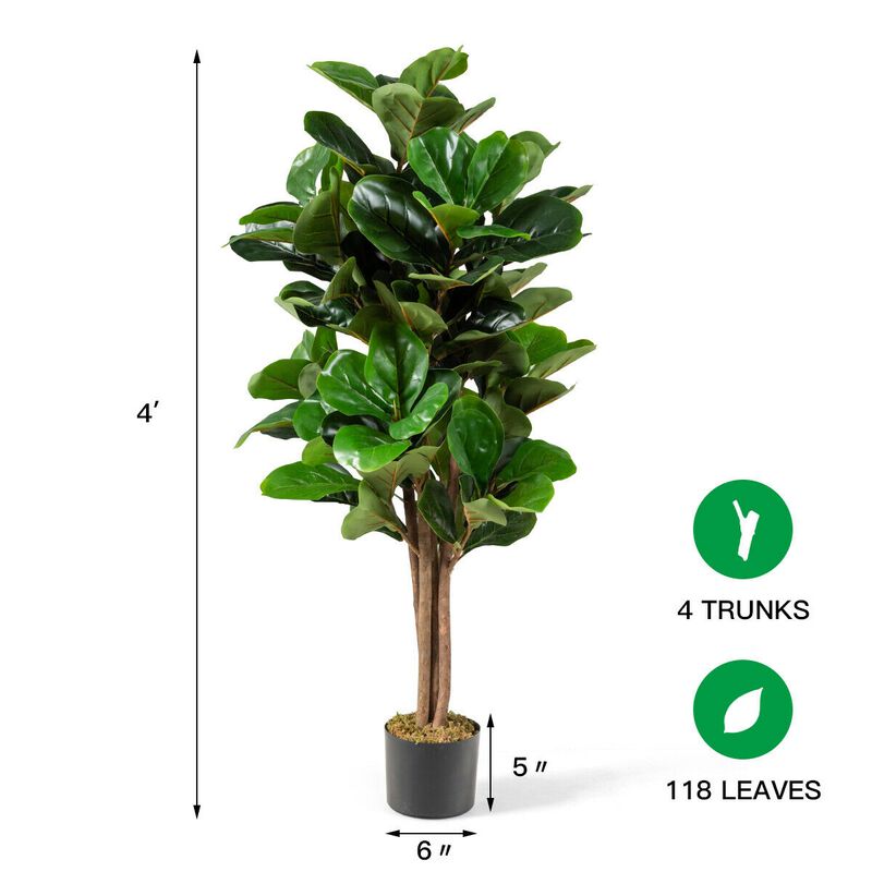 Artificial Fiddle Leaf Fig Tree Decorative Planter