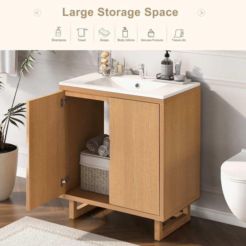 Modern 30-Inch Bathroom Vanity with Solid Wood Frame