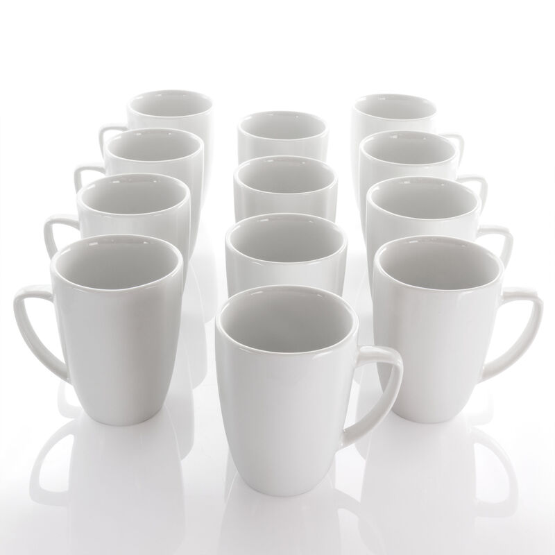 Elama Riley 12 Piece 12 Ounce Porcelain Mug Set in White