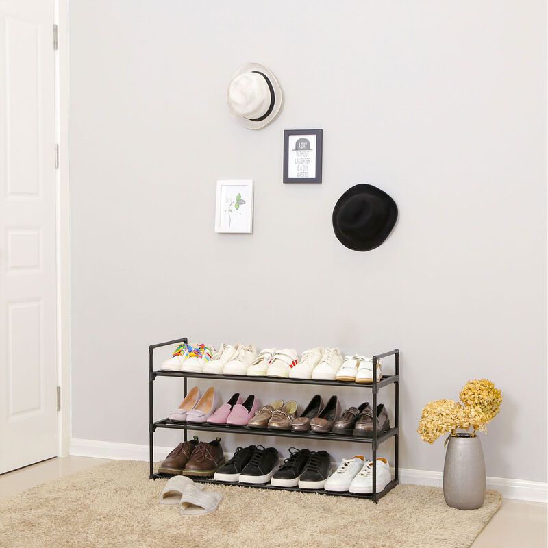 3-Tier Metal Shoe Rack - Tower Shelf Storage Organizer Cabinet