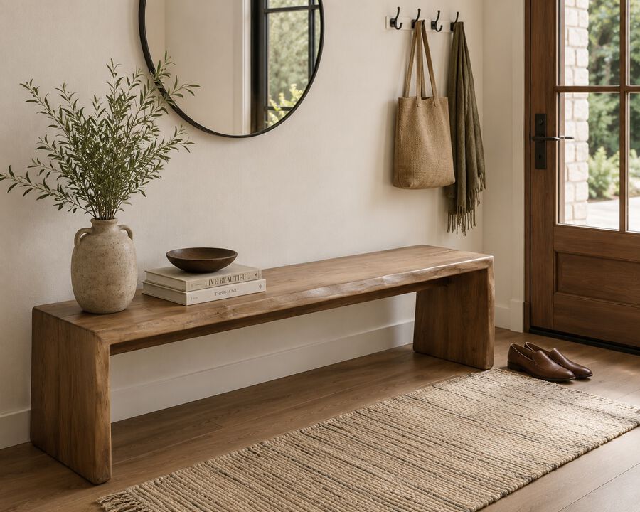 Solid Walnut Entryway Bench in Natural Wood