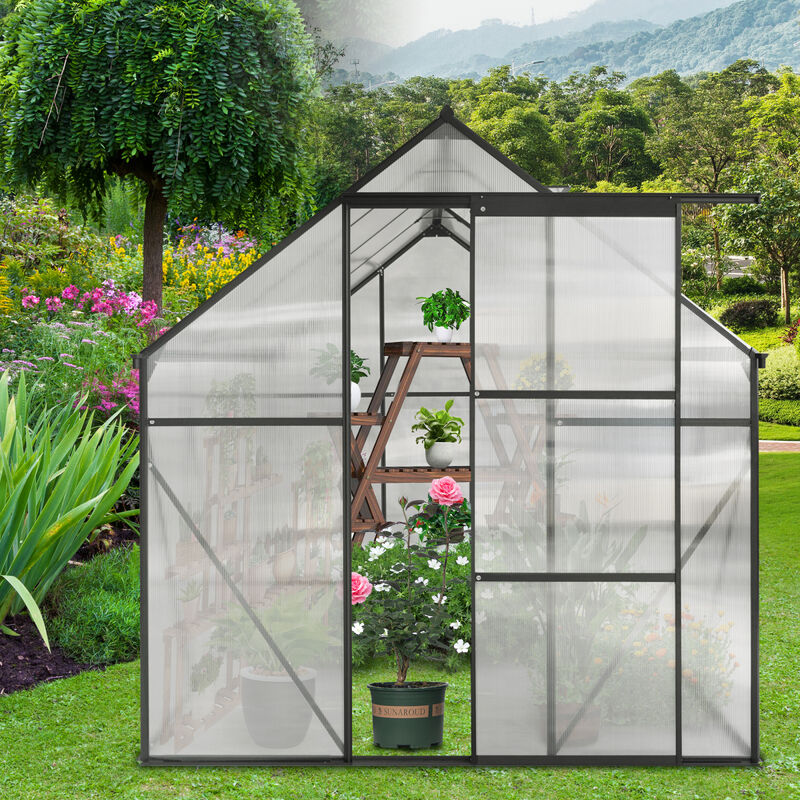Streamdale Durable 6x8 FT Polycarbonate Greenhouse with Raised Base