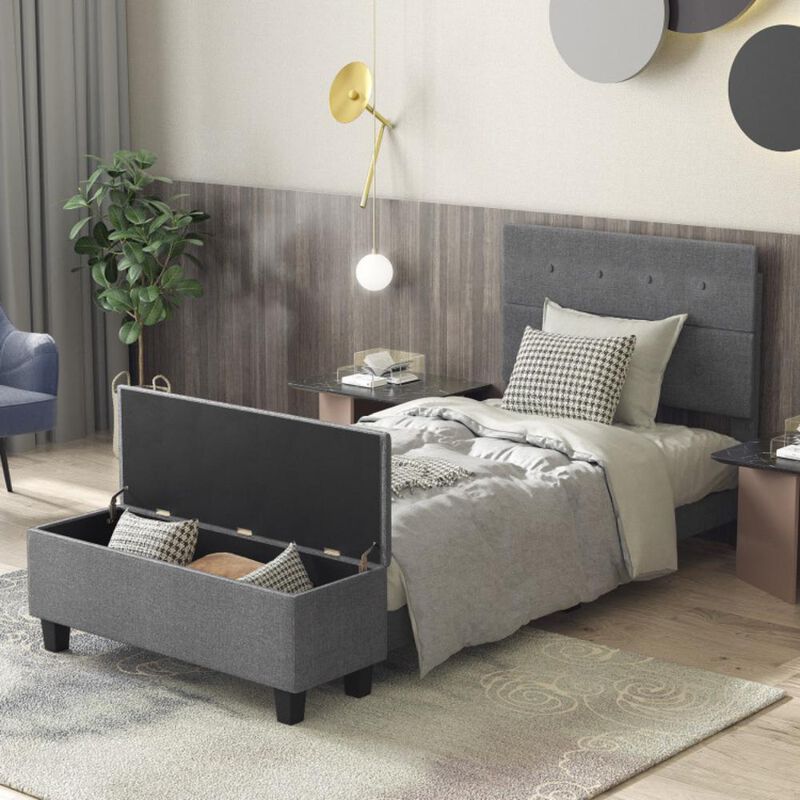Hivvago Upholstered Bed Frame with Ottoman Storage