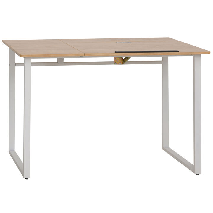 Computer Table w/ Small Adjustable Angle Tabletop Home Office Desk Oak
