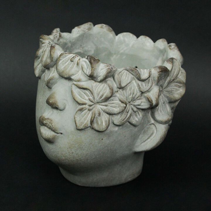Pucker Up Concrete Head Kissing Face Mini Decorative Planter Pot 7 Inch Tall