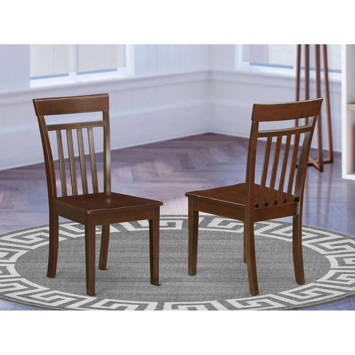 East West Furniture Capri  slat  back    Chair  for  dining  room  with  wood  Seat,  Set  of  2