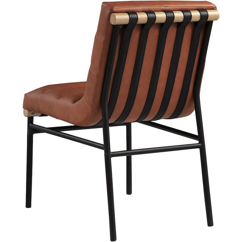 Meridian Furniture Burke Cognac Vegan Leather Dining Chair, Set of 2