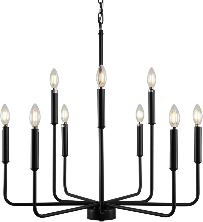 ShipItFurniture Black Farmhouse 9-Light Chandelier 28" image number 0