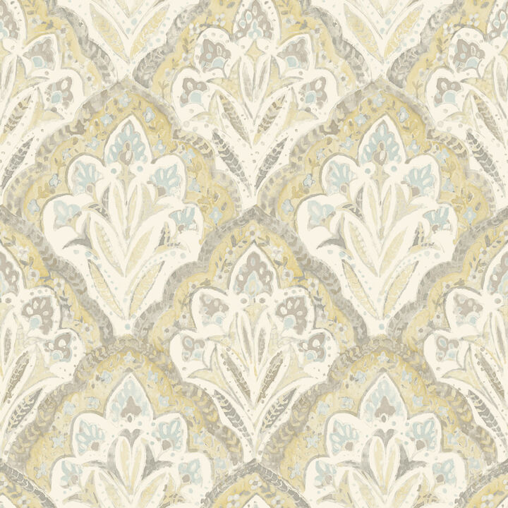 Mimir Mustard Quilted Damask Wallpaper