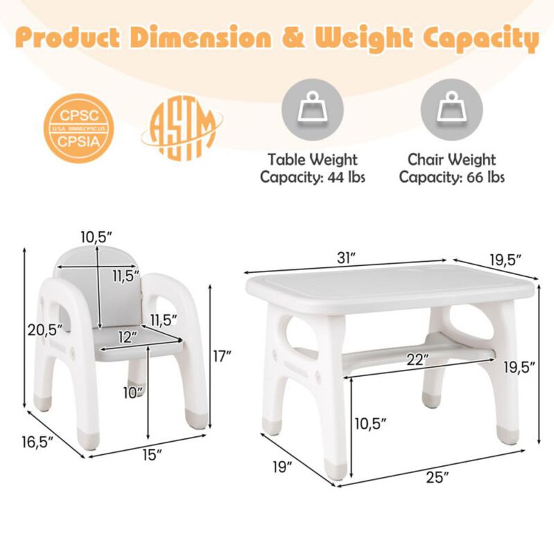 Kids Activity Table and Chair Set with Montessori Toys for Preschool and Kindergarten
