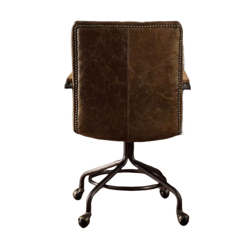 Metal & Leather Executive Office Chair, Vintage Whiskey Brown image number 3