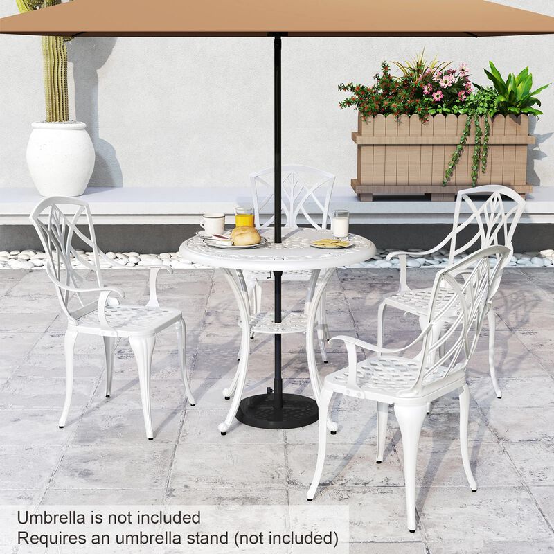 Mondawe Outdoor 5-Piece Premium Bistro Set,Cast Aluminum Rustproof Frame, Table With Umbrella Hole