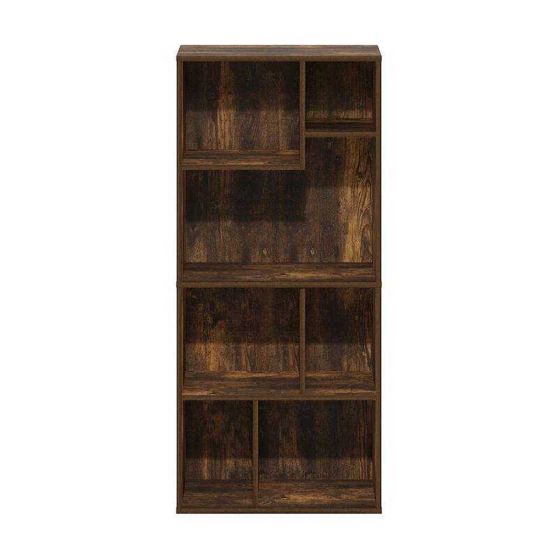 Daly 7-Cube Irregular Cubes Bookcase, Bookshelf, Storage Organizer, Amber Pine