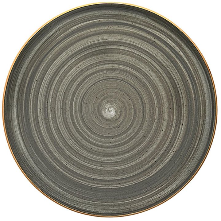 Space dia.12.75" Round Grey Porcelain Plate