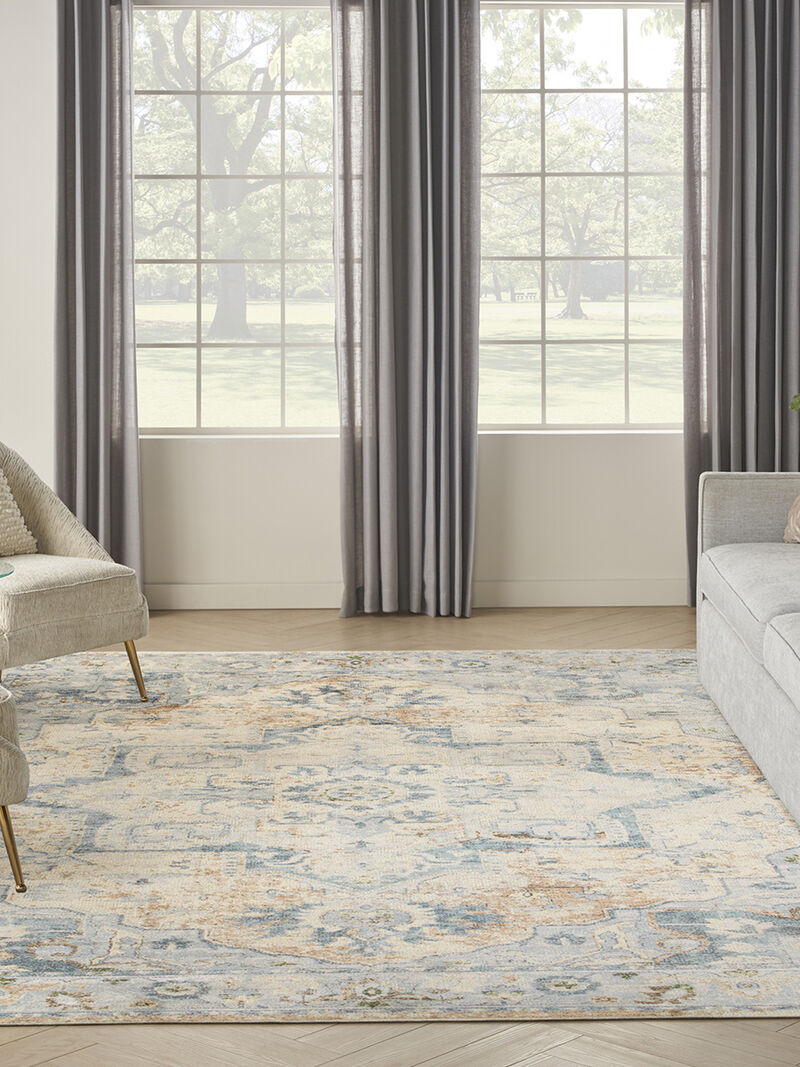 Astra Machine Washable ASW12 Beige/Blue 9' x 12' Rug