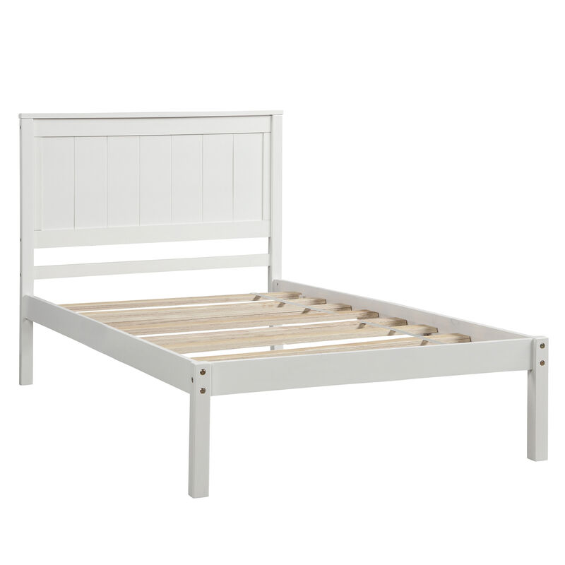 Modern Platform Bed Frame with Headboard, Wood Slat Support, Box Spring Not Necessary