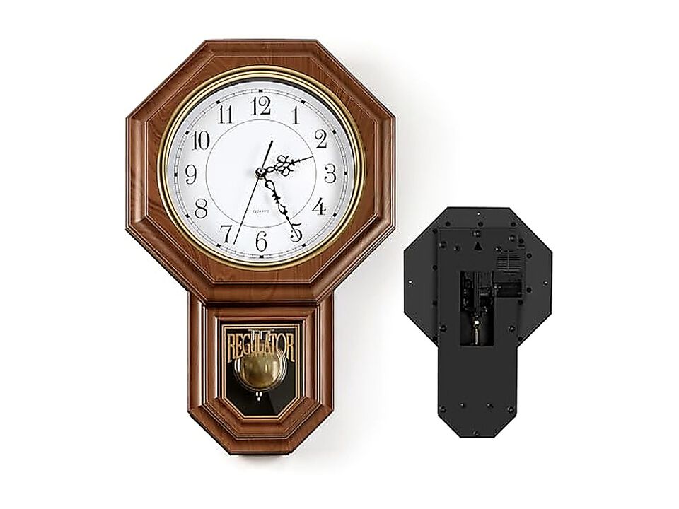 Pendulum Wall Clocks Battery Operated Regulator Clock Vintage Decor Grandfather