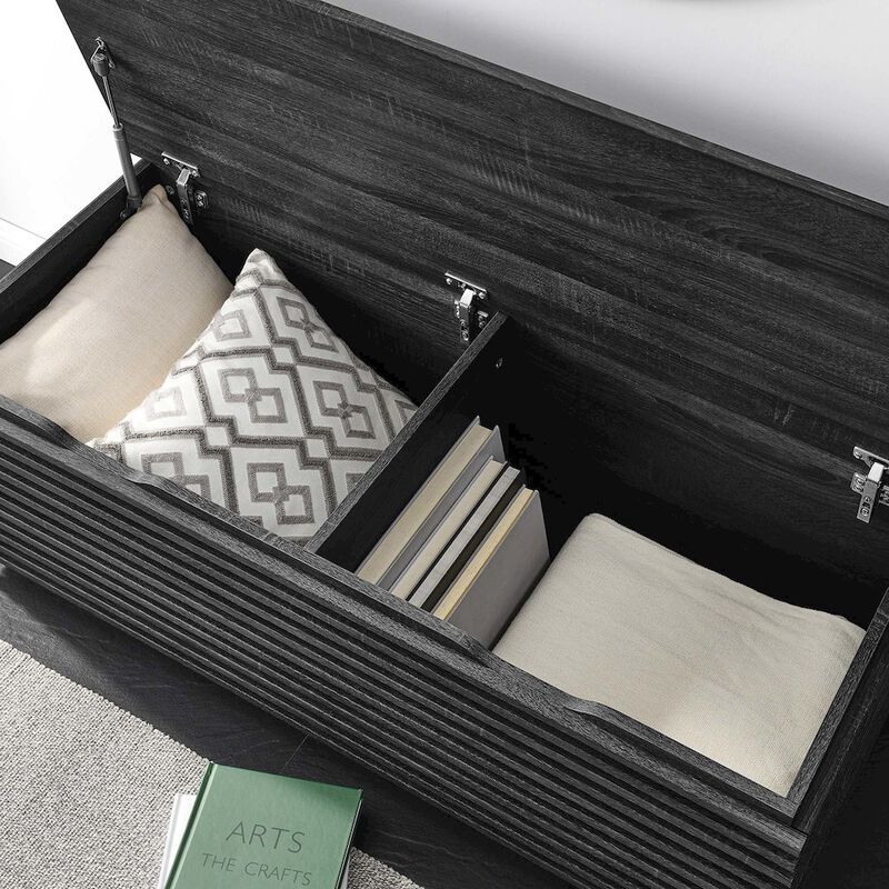 Modway Render 47" Wood Grain Storage Bench in Charcoal image number 7